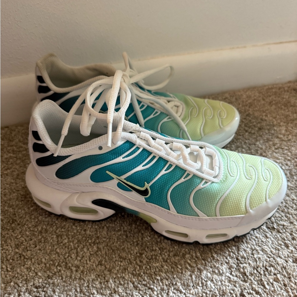 Nike Air Max Plus Teal and Lime Gradient Sneakers